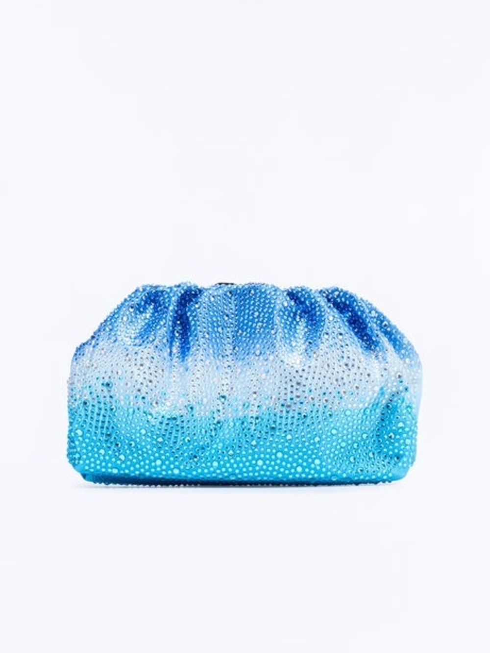 Fashion Nova Crystal Embellished Ombre Blue Clutch
